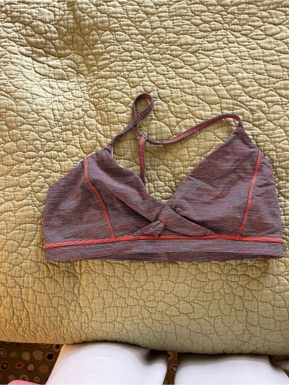 Lululemon Striped Wireless Crossover Bralette - Pink & Blue
